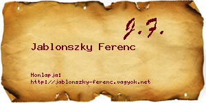 Jablonszky Ferenc névjegykártya